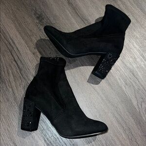 Steve Madden Elegant Black Sparkle AUBREE Ankle Boots
